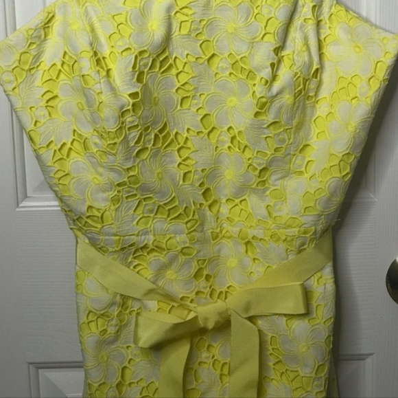 Lilly Pulitzer White Label Yellow Eyelet Strapless Dress Size 12 - Picture 2 of 8